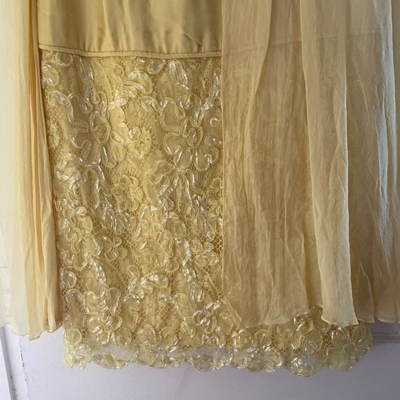1970s Yellow CHIFFON EVENING GOWN - Picture 6 of 8